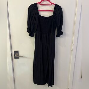 Gap black smocked dress with slit M